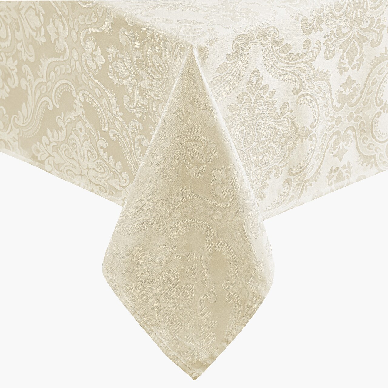 Threadmade Home Caiden Elegance Damask Tablecloth, Ivory - 52"W x 70"L